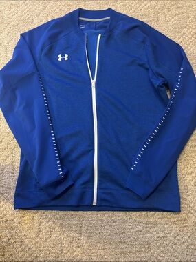 Under Armour Blue Full-Zip Athletic Jacket with White Accents